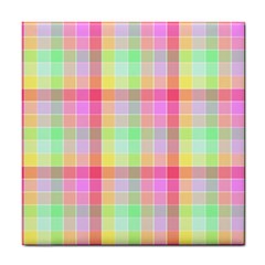 Pastel Rainbow Sorbet Ice Cream Check Plaid Tile Coasters by PodArtist