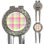 Pastel Rainbow Sorbet Ice Cream Check Plaid 3-in-1 Golf Divots Front