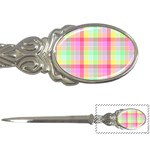 Pastel Rainbow Sorbet Ice Cream Check Plaid Letter Opener Front