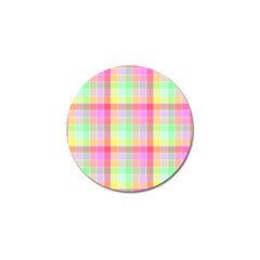 Pastel Rainbow Sorbet Ice Cream Check Plaid Golf Ball Marker by PodArtist