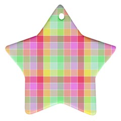 Pastel Rainbow Sorbet Ice Cream Check Plaid Star Ornament (two Sides) by PodArtist