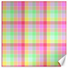 Pastel Rainbow Sorbet Ice Cream Check Plaid Canvas 12  X 12  by PodArtist