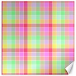 Pastel Rainbow Sorbet Ice Cream Check Plaid Canvas 16  x 16  15.2 x15.41  Canvas - 1