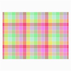 Pastel Rainbow Sorbet Ice Cream Check Plaid Large Glasses Cloth (2-side) by PodArtist