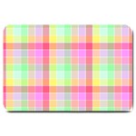 Pastel Rainbow Sorbet Ice Cream Check Plaid Large Doormat  30 x20  Door Mat