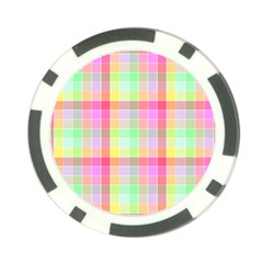 Pastel Rainbow Sorbet Ice Cream Check Plaid Poker Chip Card Guard by PodArtist