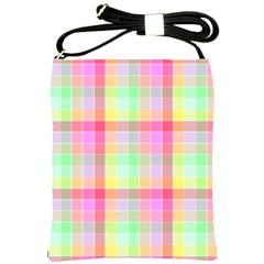 Pastel Rainbow Sorbet Ice Cream Check Plaid Shoulder Sling Bag by PodArtist