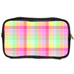 Pastel Rainbow Sorbet Ice Cream Check Plaid Toiletries Bag (two Sides) by PodArtist