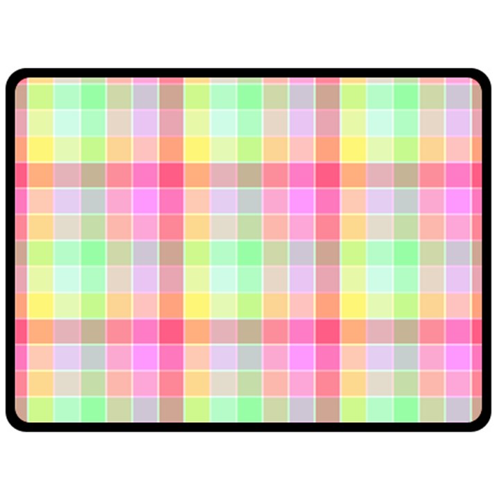 Pastel Rainbow Sorbet Ice Cream Check Plaid Fleece Blanket (Large) 