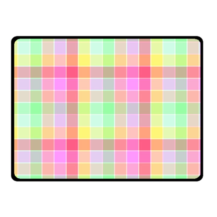 Pastel Rainbow Sorbet Ice Cream Check Plaid Fleece Blanket (Small)