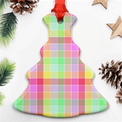 Pastel Rainbow Sorbet Ice Cream Check Plaid Ornament (christmas Tree)  by PodArtist