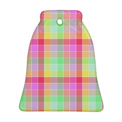 Pastel Rainbow Sorbet Ice Cream Check Plaid Ornament (bell) by PodArtist