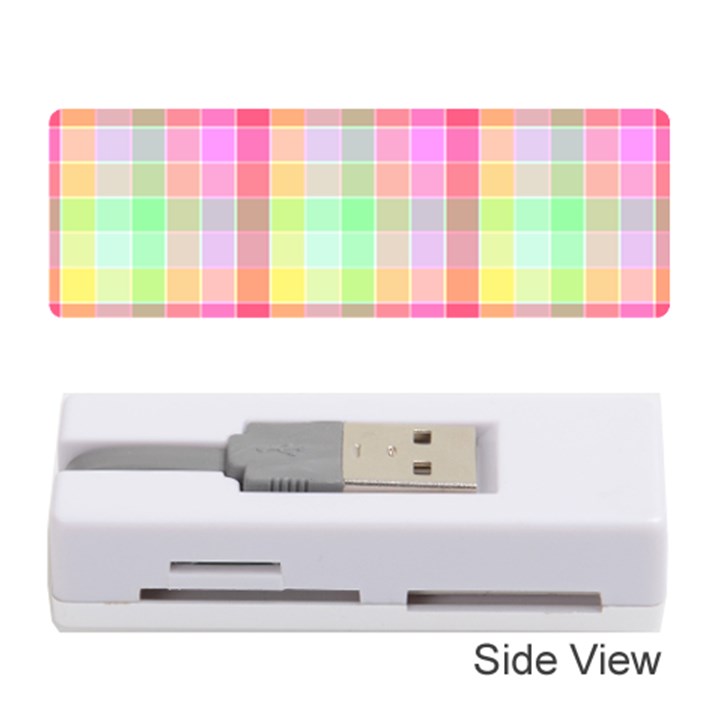 Pastel Rainbow Sorbet Ice Cream Check Plaid Memory Card Reader (Stick)