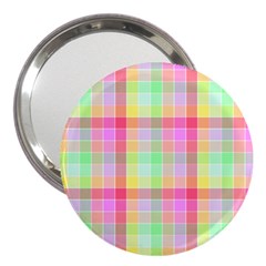 Pastel Rainbow Sorbet Ice Cream Check Plaid 3  Handbag Mirrors by PodArtist