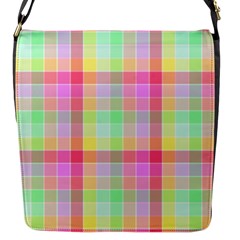 Pastel Rainbow Sorbet Ice Cream Check Plaid Flap Closure Messenger Bag (s) by PodArtist