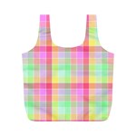 Pastel Rainbow Sorbet Ice Cream Check Plaid Full Print Recycle Bag (M) Front