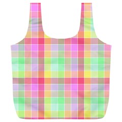 Pastel Rainbow Sorbet Ice Cream Check Plaid Full Print Recycle Bag (xl) by PodArtist