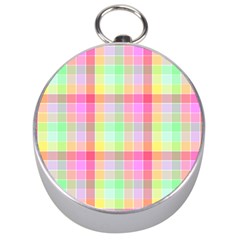 Pastel Rainbow Sorbet Ice Cream Check Plaid Silver Compasses by PodArtist