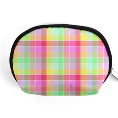 Pastel Rainbow Sorbet Ice Cream Check Plaid Accessory Pouch (medium) by PodArtist