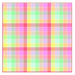 Pastel Rainbow Sorbet Ice Cream Check Plaid Large Satin Scarf (square) by PodArtist