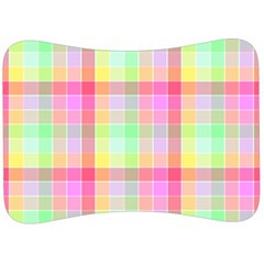 Pastel Rainbow Sorbet Ice Cream Check Plaid Velour Seat Head Rest Cushion by PodArtist