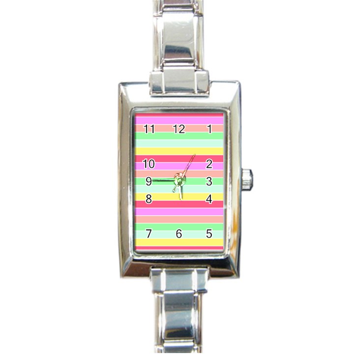 Pastel Rainbow Sorbet Horizontal Deck Chair Stripes Rectangle Italian Charm Watch