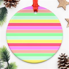 Pastel Rainbow Sorbet Horizontal Deck Chair Stripes Ornament (round) by PodArtist