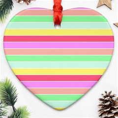 Pastel Rainbow Sorbet Horizontal Deck Chair Stripes Ornament (heart) by PodArtist