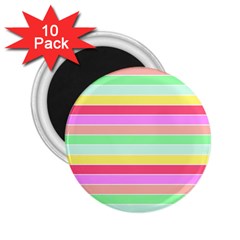 Pastel Rainbow Sorbet Horizontal Deck Chair Stripes 2 25  Magnets (10 Pack)  by PodArtist