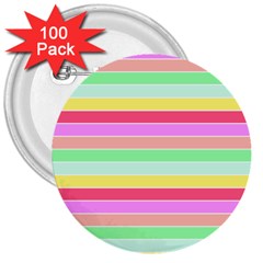 Pastel Rainbow Sorbet Horizontal Deck Chair Stripes 3  Buttons (100 Pack)  by PodArtist