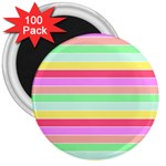 Pastel Rainbow Sorbet Horizontal Deck Chair Stripes 3  Magnets (100 pack) Front