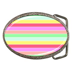 Pastel Rainbow Sorbet Horizontal Deck Chair Stripes Belt Buckles by PodArtist