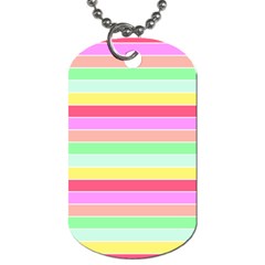 Pastel Rainbow Sorbet Horizontal Deck Chair Stripes Dog Tag (one Side) by PodArtist