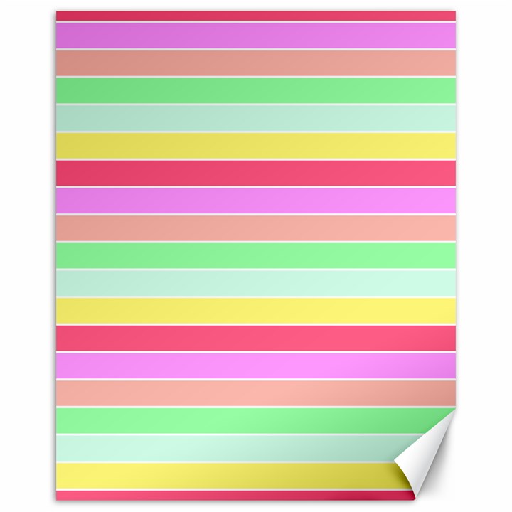 Pastel Rainbow Sorbet Horizontal Deck Chair Stripes Canvas 16  x 20 