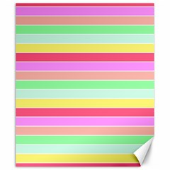 Pastel Rainbow Sorbet Horizontal Deck Chair Stripes Canvas 20  X 24  by PodArtist