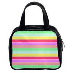 Pastel Rainbow Sorbet Horizontal Deck Chair Stripes Classic Handbag (two Sides) by PodArtist