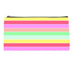 Pastel Rainbow Sorbet Horizontal Deck Chair Stripes Pencil Cases by PodArtist