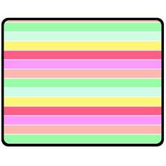 Pastel Rainbow Sorbet Horizontal Deck Chair Stripes Fleece Blanket (medium)  by PodArtist