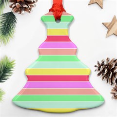 Pastel Rainbow Sorbet Horizontal Deck Chair Stripes Christmas Tree Ornament (two Sides) by PodArtist