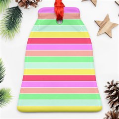 Pastel Rainbow Sorbet Horizontal Deck Chair Stripes Bell Ornament (two Sides) by PodArtist