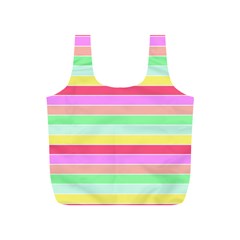 Pastel Rainbow Sorbet Horizontal Deck Chair Stripes Full Print Recycle Bag (s) by PodArtist