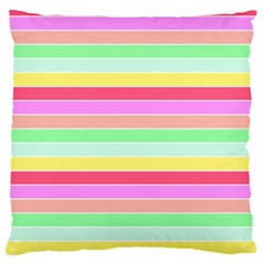 Pastel Rainbow Sorbet Horizontal Deck Chair Stripes Large Flano Cushion Case (two Sides) by PodArtist