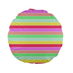 Pastel Rainbow Sorbet Horizontal Deck Chair Stripes Standard 15  Premium Flano Round Cushions by PodArtist