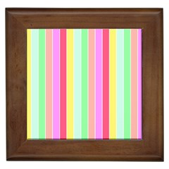 Pastel Rainbow Sorbet Deck Chair Stripes Framed Tiles by PodArtist