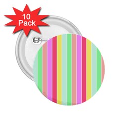 Pastel Rainbow Sorbet Deck Chair Stripes 2 25  Buttons (10 Pack)  by PodArtist