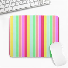 Pastel Rainbow Sorbet Deck Chair Stripes Large Mousepads by PodArtist