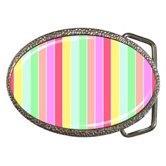 Pastel Rainbow Sorbet Deck Chair Stripes Belt Buckles by PodArtist