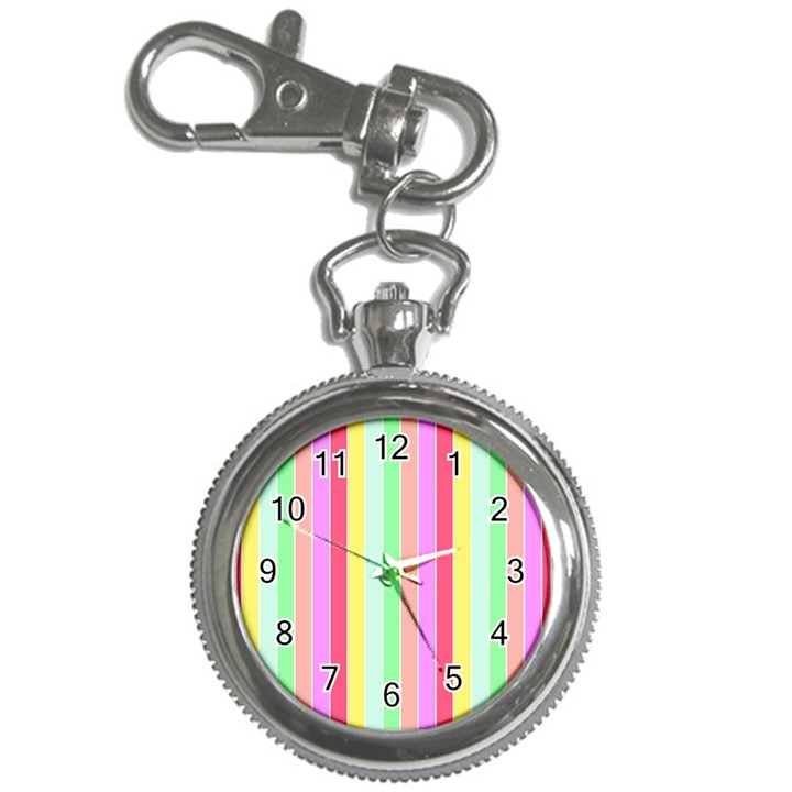 Pastel Rainbow Sorbet Deck Chair Stripes Key Chain Watches