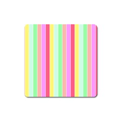 Pastel Rainbow Sorbet Deck Chair Stripes Square Magnet by PodArtist