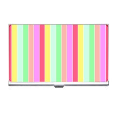 Pastel Rainbow Sorbet Deck Chair Stripes Business Card Holder by PodArtist